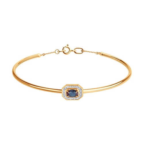 Браслет из красного золота с камнями Бриллиант, Александрит (синт.)