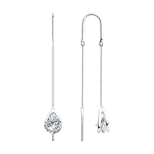 Cercei Lanț din argint cu Cubic Zirconia Incolor