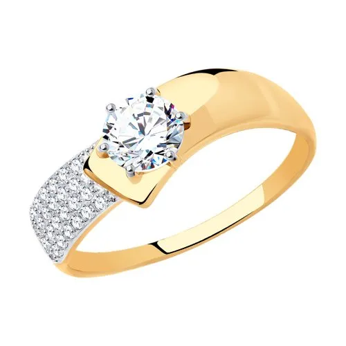 Inel din aur roșu cu Cubic Zirconia Incolor