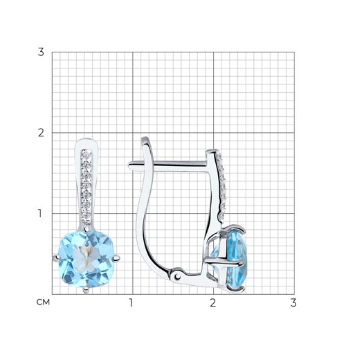 Cercei din aur alb cu pietre Cubic Zirconia Incolor, Topaz Swiss