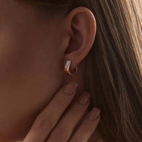 Cercei Creole din aur roșu cu Cubic Zirconia Incolor