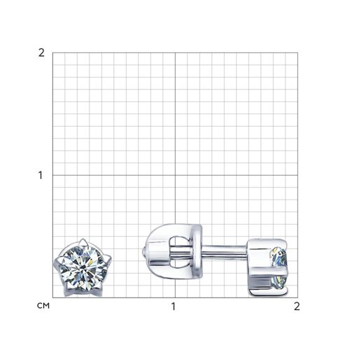 Cercei Pusete din argint  cu pietre Cubic Zirconia Incolor