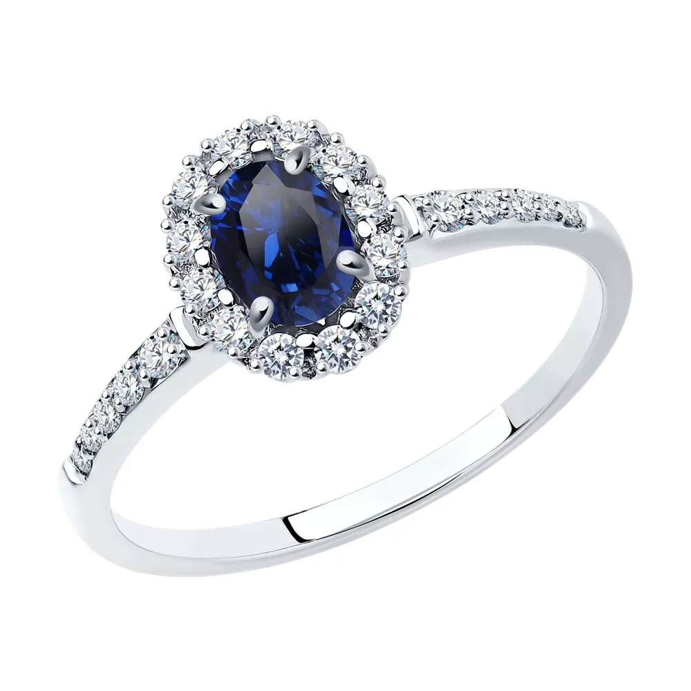 Inel din aur alb cu Diamant, Safir