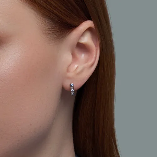 Cercei din argint cu Cubic Zirconia Incolor, Cubic Zirconia Albastru