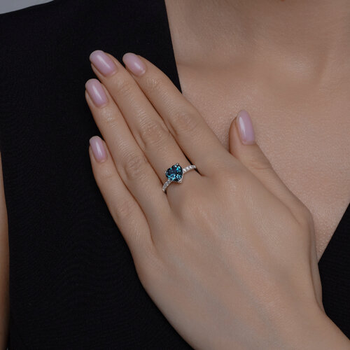 Inel din aur alb cu pietre Cubic Zirconia Incolor, Topaz London