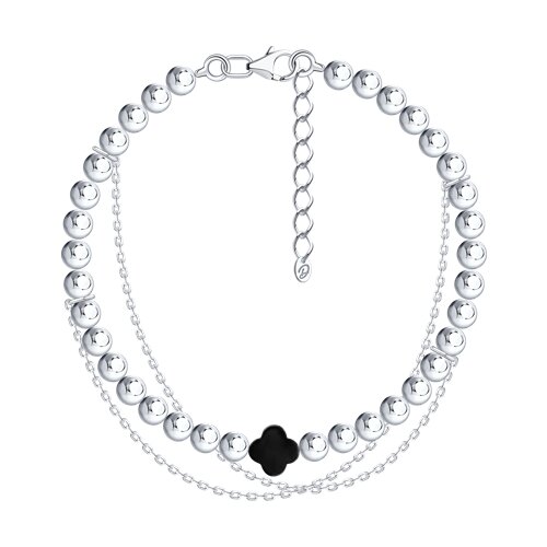 Браслет из серебра с камнями , Леска