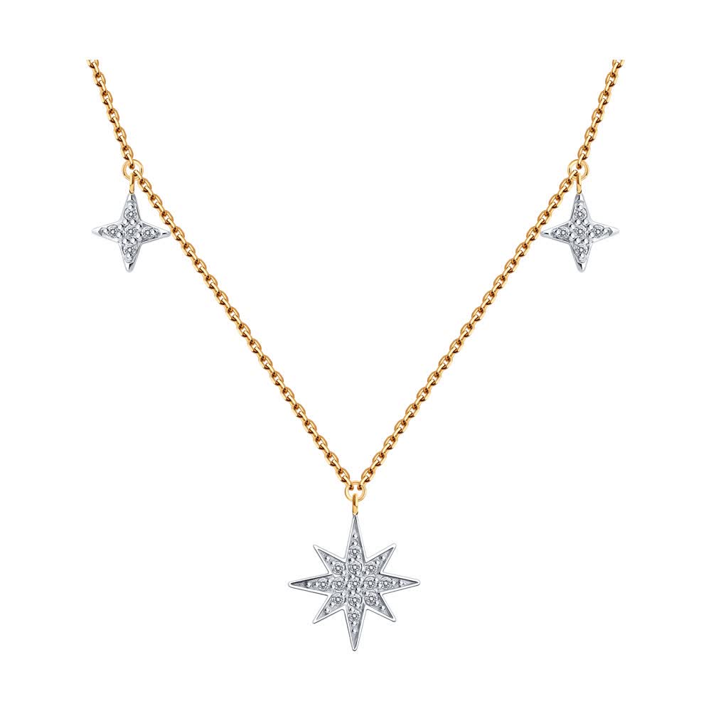 Colier din aur roșu cu pietre Cubic Zirconia Incolor