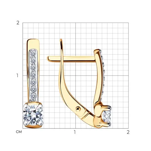 Cercei din aur roșu cu Cubic Zirconia Incolor