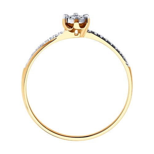 Inel din aur alb și roșu cu pietre Diamant