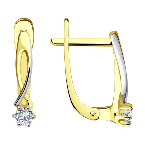 Cercei din aur galben cu pietre Cubic Zirconia Incolor