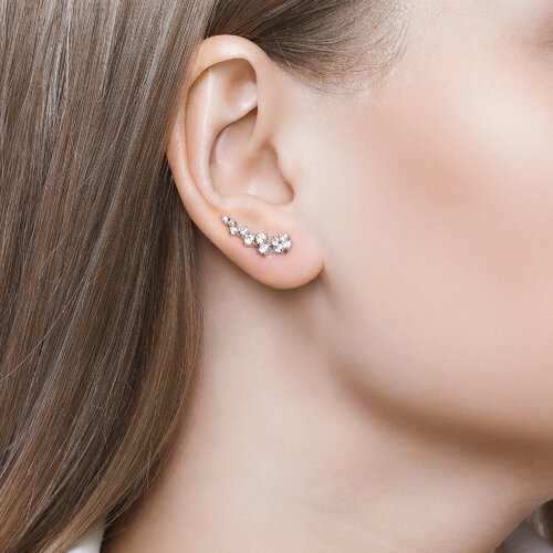 Cercei din argint  cu pietre Cubic Zirconia Incolor