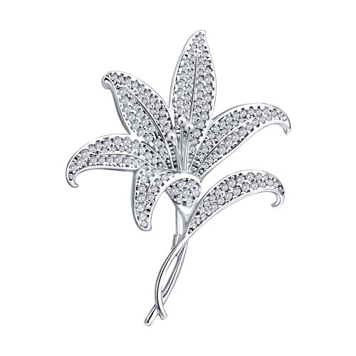 Broșă din argint  cu pietre Cubic Zirconia Incolor