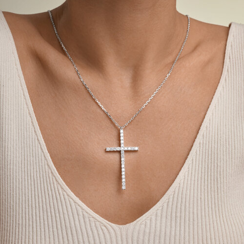 Colier din argint  cu pietre Cubic Zirconia Incolor