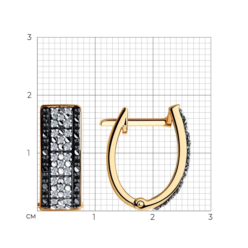 Cercei din aur roșu cu Diamant, Diamant negru