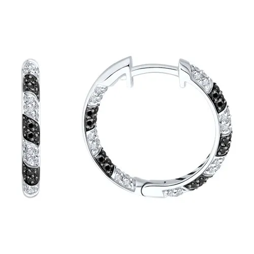Cercei Creole din aur alb cu Diamant, Diamant negru