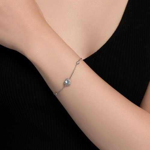 Brățară Love din argint  cu pietre Cubic Zirconia Incolor, Topaz albastru