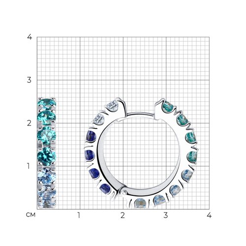 Cercei Creole din argint  cu pietre Cubic Zirconia Colorat