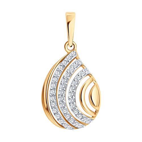 Pandantiv din aur roșu cu pietre Cubic Zirconia Incolor