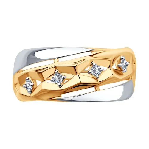 Inel din aur roșu cu Cubic Zirconia Incolor