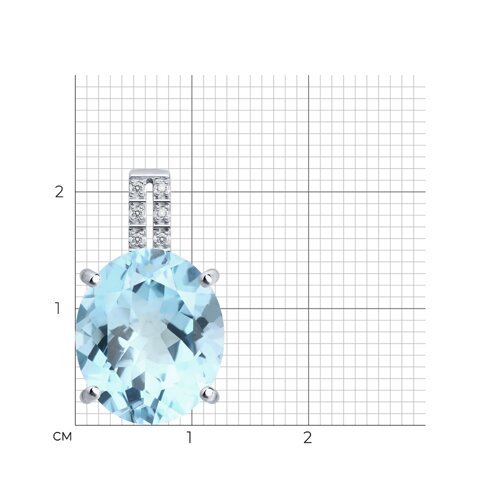 Подвеска из белого золота с камнями Бриллиант, Топаз голубой