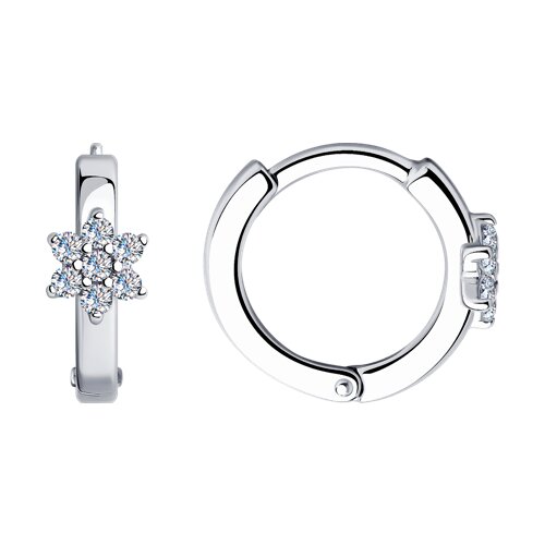Cercei Creole din argint  cu pietre Cubic Zirconia Incolor