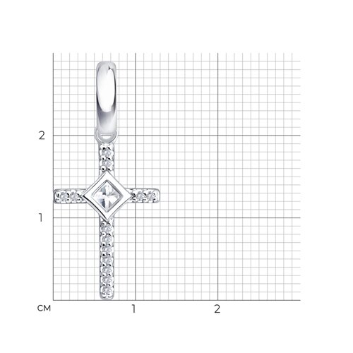 Cruce din argint  cu pietre Cubic Zirconia Incolor
