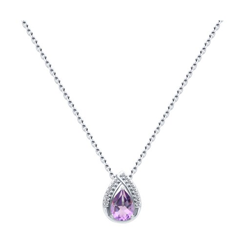 Colier din argint  cu pietre Cubic Zirconia Incolor, Ametist