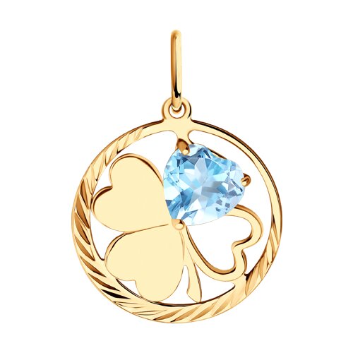 Подвеска из красного золота с камнями Топаз голубой