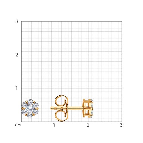 Cercei Pusete din aur roșu cu pietre Cubic Zirconia Incolor