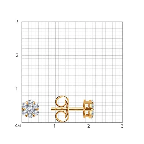 Cercei Pusete din aur roșu cu Cubic Zirconia Incolor