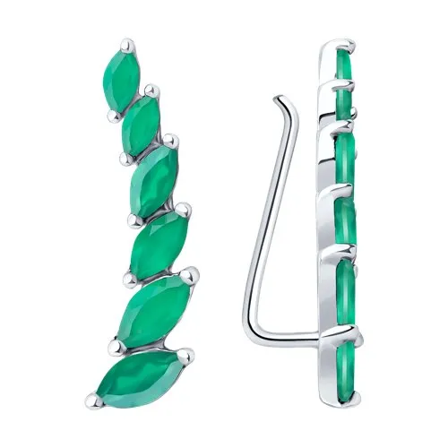 Cercei din argint cu Agat verde