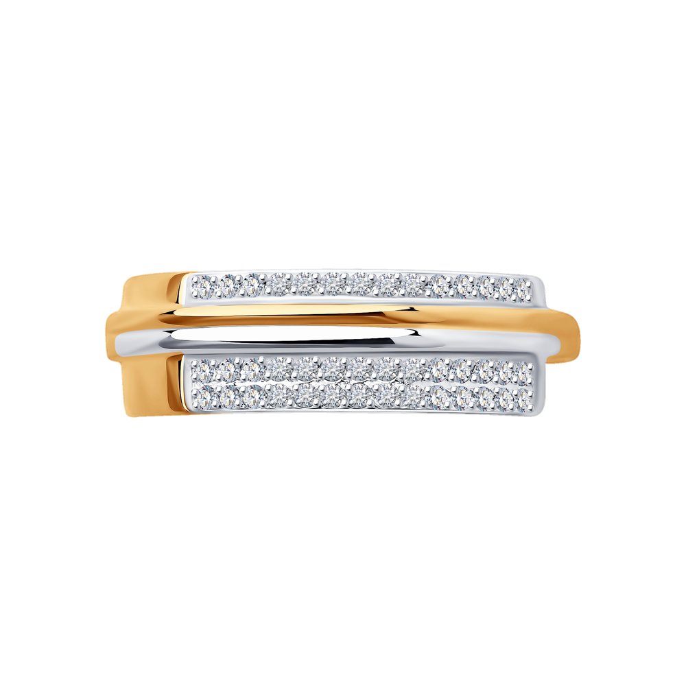 Inel din aur roșu cu pietre Cubic Zirconia Incolor