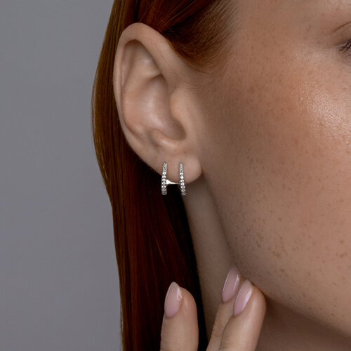 Cercei Pusete din argint  cu pietre Cubic Zirconia Incolor