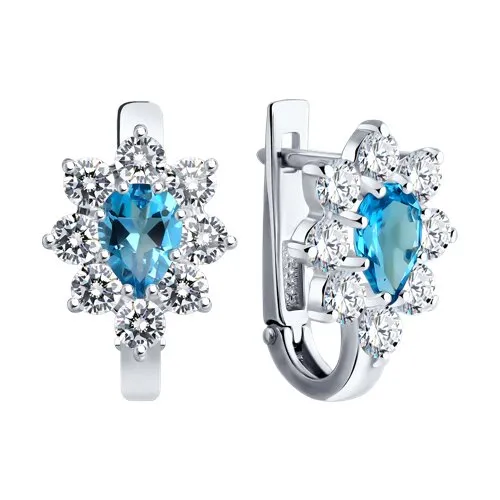 Cercei din argint cu Cubic Zirconia Incolor, Topaz Swiss