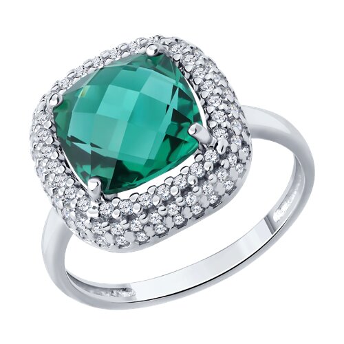Inel din argint  cu pietre Cubic Zirconia Incolor, Cuart Verde (sint.)