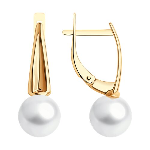 Cercei din aur roșu cu pietre Perla Albă