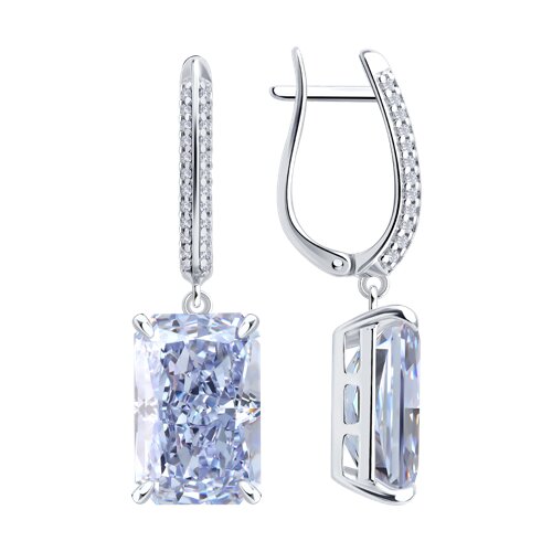 Cercei Suspendați din argint  cu pietre Cubic Zirconia Incolor, Cubic Zirconia Liliachiu