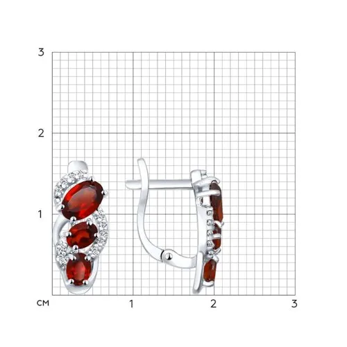 Cercei din argint cu Cubic Zirconia Incolor, Granat