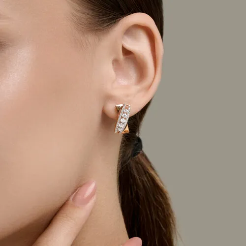 Cercei din aur roșu cu Cubic Zirconia Incolor