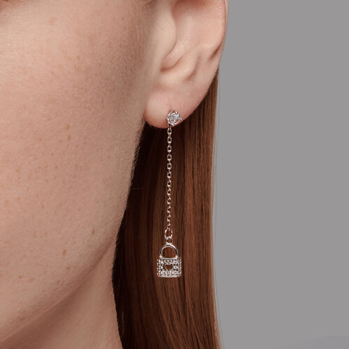 Cercei Pusete din argint  cu pietre Cubic Zirconia Incolor