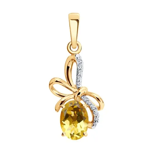 Pandantiv din aur roșu cu Cubic Zirconia Incolor, Citrin