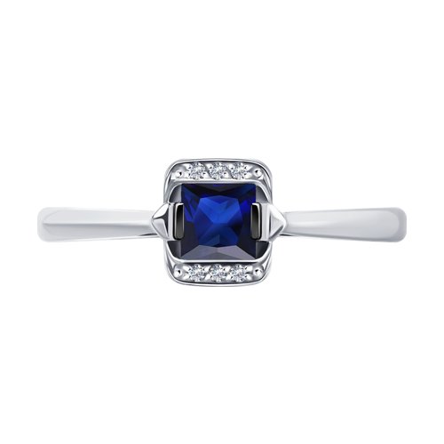 Inel din aur alb cu pietre Diamant, Safir