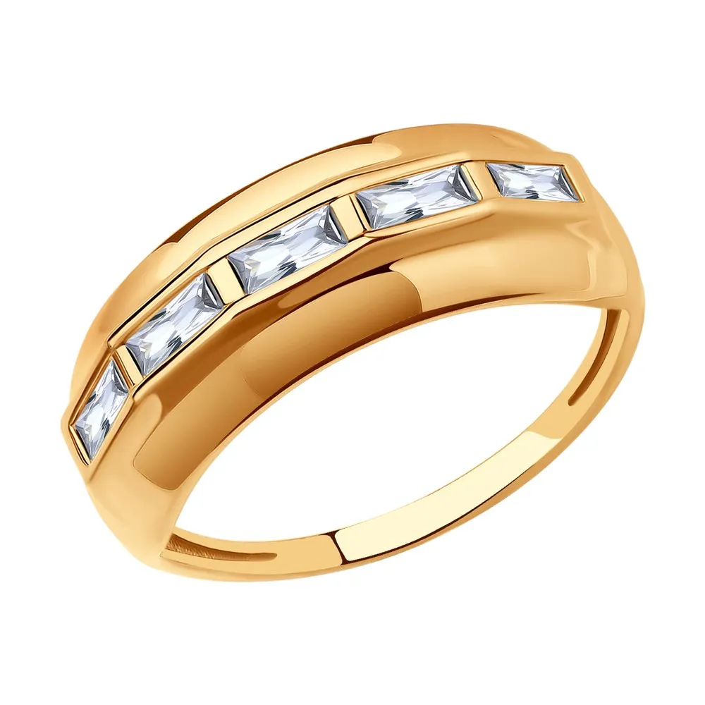 Inel din aur roșu cu Cubic Zirconia Incolor