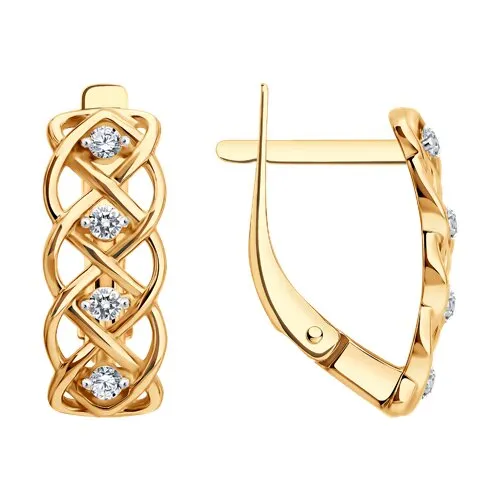 Cercei din aur roșu cu Cubic Zirconia Incolor