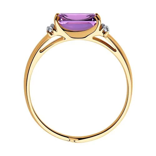 Inel din aur roșu cu Cubic Zirconia Incolor, Ametist