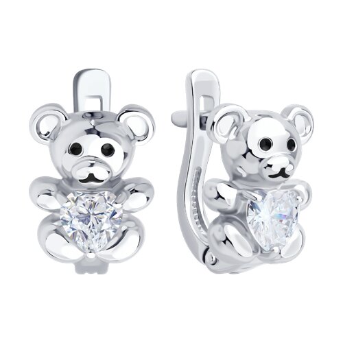 Cercei p-u copii din argint  cu pietre Cubic Zirconia Incolor, Emailare