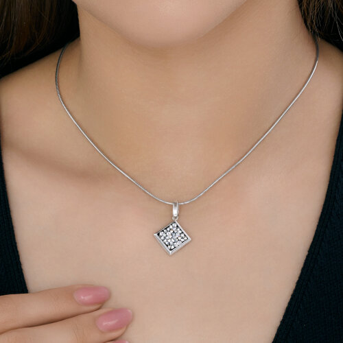 Подвеска из серебра с камнями Кристальная ткань