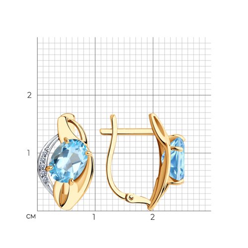 Cercei din aur roșu cu pietre Cubic Zirconia Incolor, Topaz Swiss