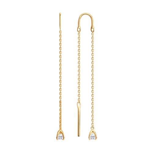 Cercei Lanț din aur roșu cu pietre Cubic Zirconia Incolor