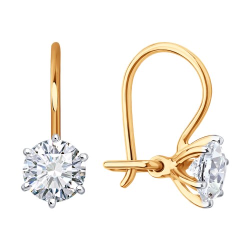 Детские серьги из красного золота с камнями Фианит